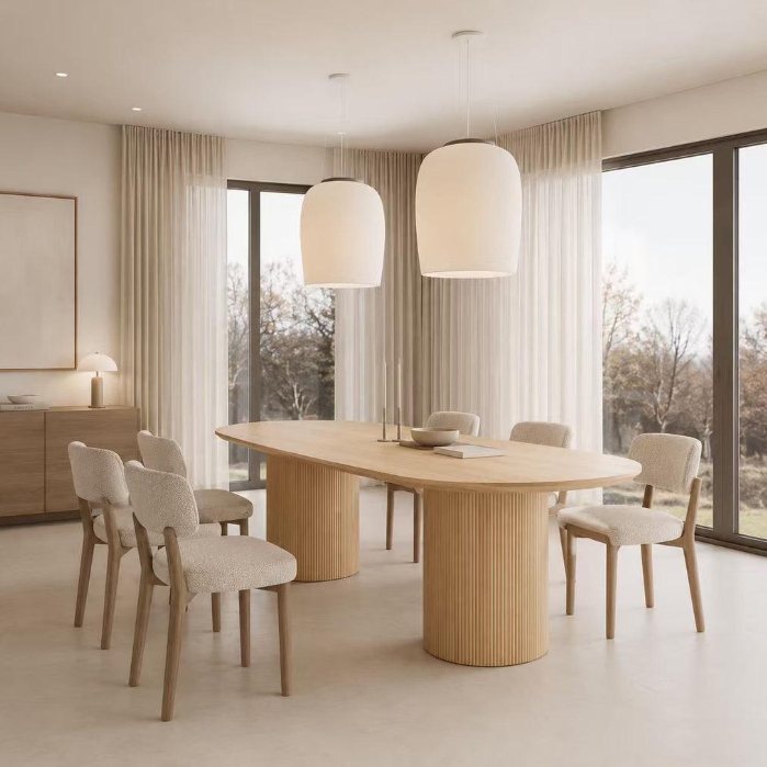 Salle à manger lumineuse de la Maison du Cap Ferret