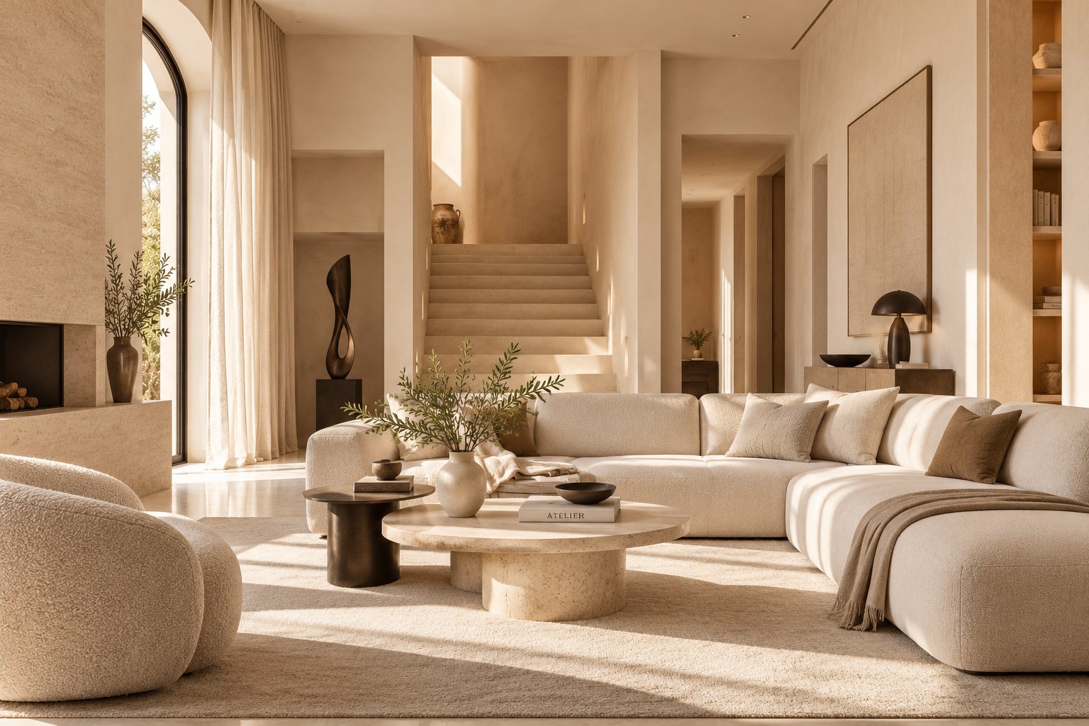 Salon minimaliste baigné de soleil du Pied-à-terre Monceau