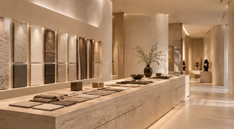 Espace matières du Showroom Faubourg à Paris